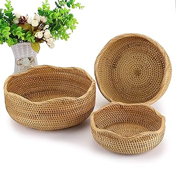 Amazon.co.jp: Sumnacon 藤編みかご バスケット 小物入れ 天然籐